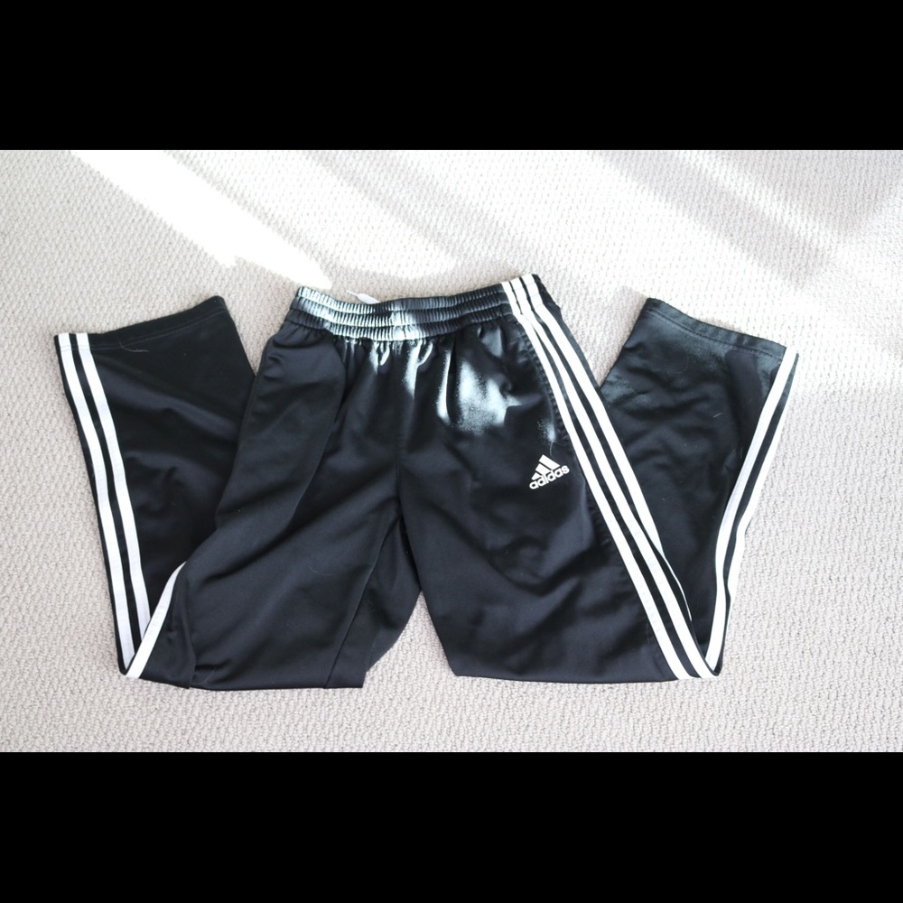 Adidas striped black and white joggers
